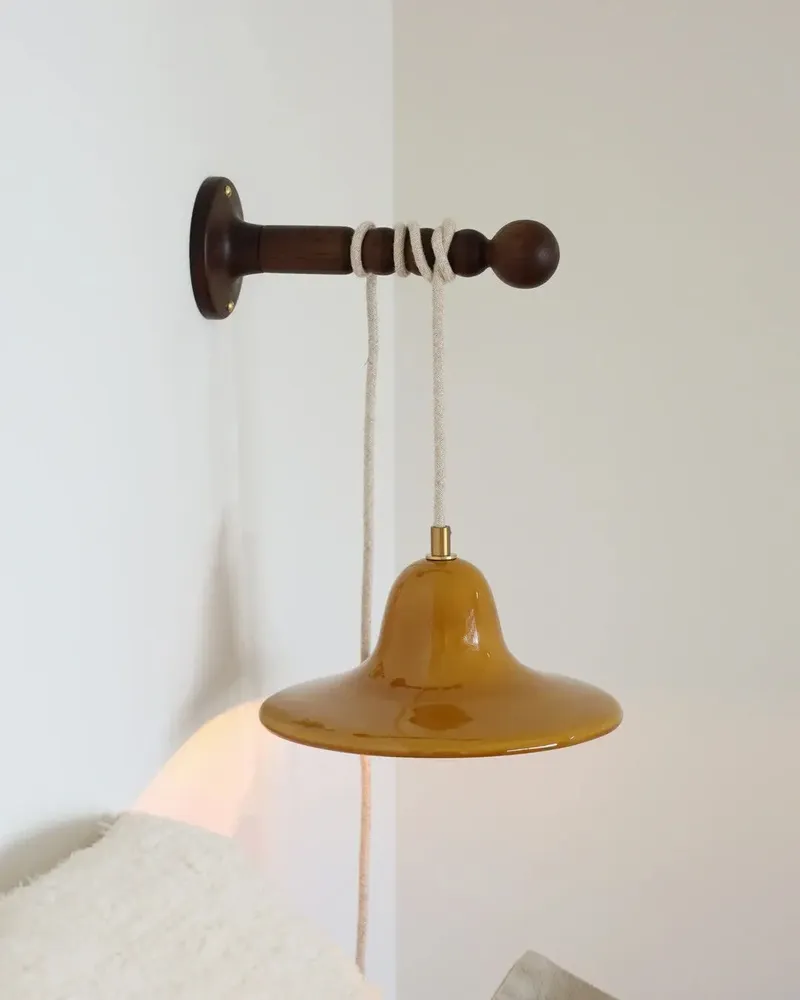 Wall lamps - Gigaro M - Glazed ceramic portable lamp Ø23 – Miel - MASAME