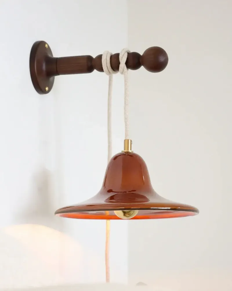 Wall lamps - Gigaro M - Glazed ceramic portable lamp Ø23 – Terre Brulée - MASAME