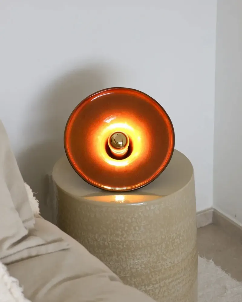 Wall lamps - Gigaro M - Glazed ceramic portable lamp Ø23 – Terre Brulée - MASAME