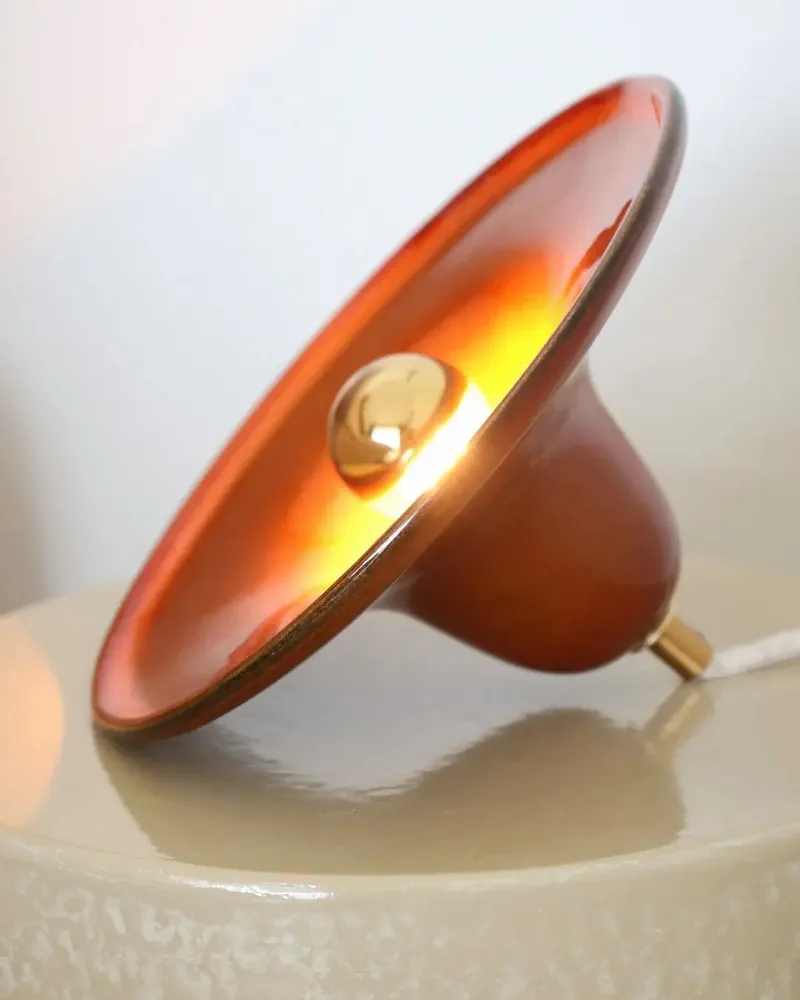 Wall lamps - Gigaro M - Glazed ceramic portable lamp Ø23 – Terre Brulée - MASAME