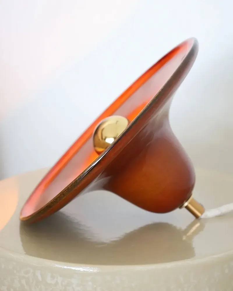 Wall lamps - Gigaro M - Glazed ceramic portable lamp Ø23 – Terre Brulée - MASAME