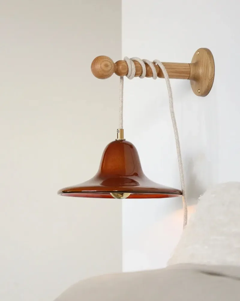Wall lamps - Gigaro M - Glazed ceramic portable lamp Ø23 – Terre Brulée - MASAME