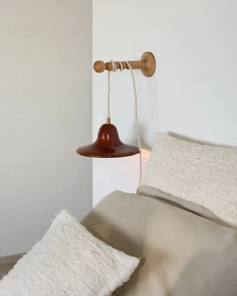 Wall lamps - Gigaro M - Glazed ceramic portable lamp Ø23 – Terre Brulée - MASAME