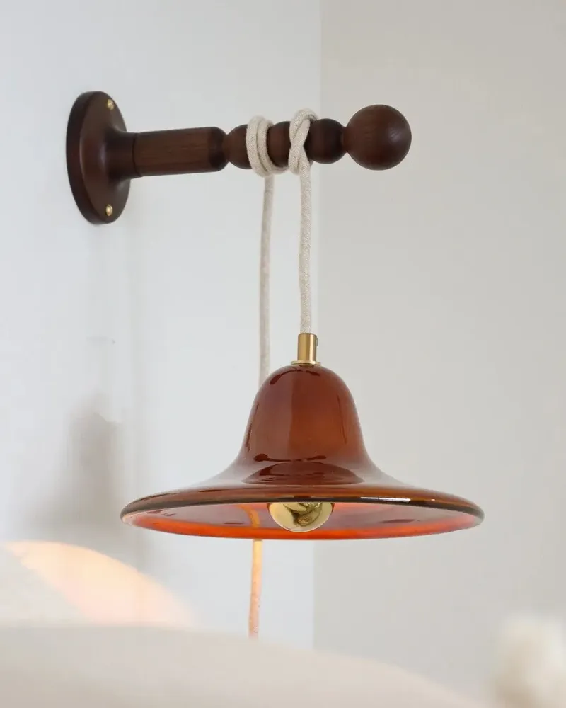 Wall lamps - Gigaro M - Glazed ceramic portable lamp Ø23 – Terre Brulée - MASAME