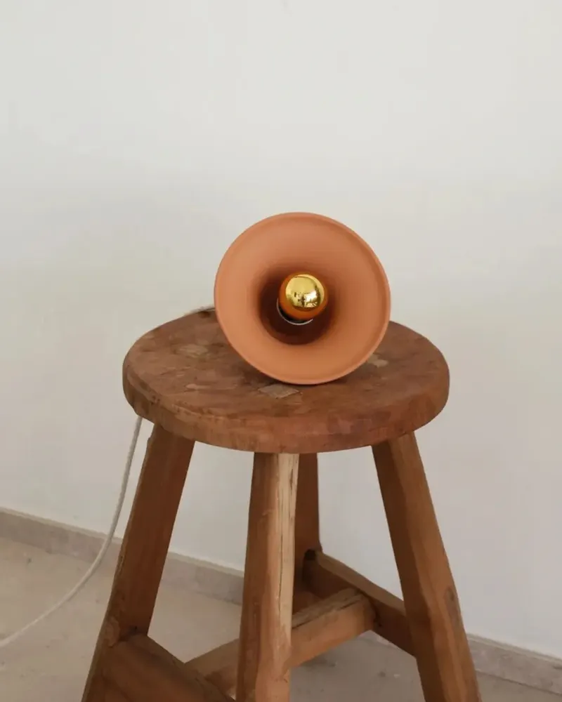 Wall lamps - Gigaro S - Raw ceramic portable lamp Ø16 cm – Terracotta - MASAME