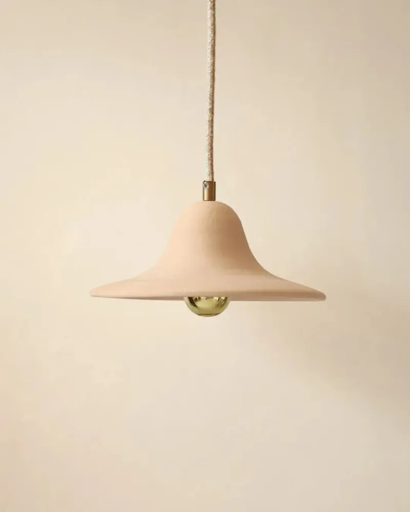 Hanging lights - Gigaro M - Raw ceramic pendant light Ø23 cm – Terracotta - MASAME