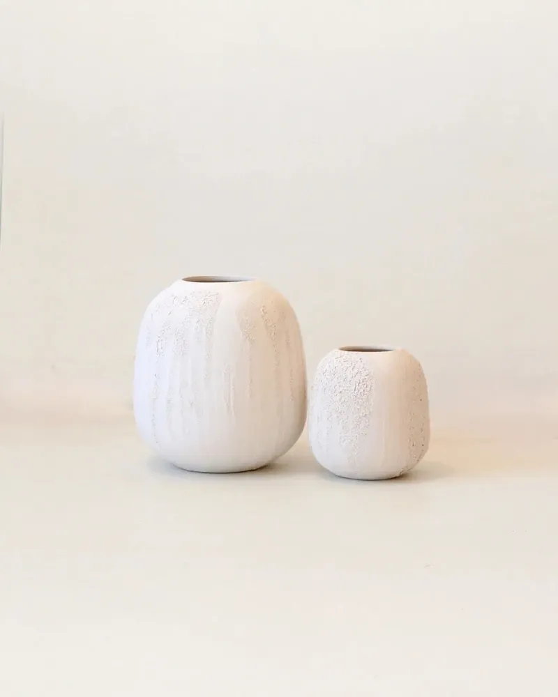Vases - NAPOLI - Vase Faïence Blanc – S - Ø13.5 H15 cm - MASAME