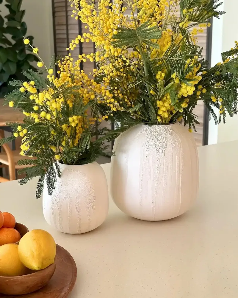 Vases - NAPOLI - Vase Faïence Blanc – S - Ø13.5 H15 cm - MASAME