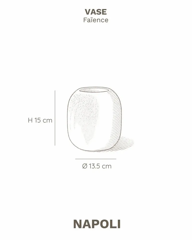 Vases - NAPOLI - Vase Faïence Blanc – S - Ø13.5 H15 cm - MASAME