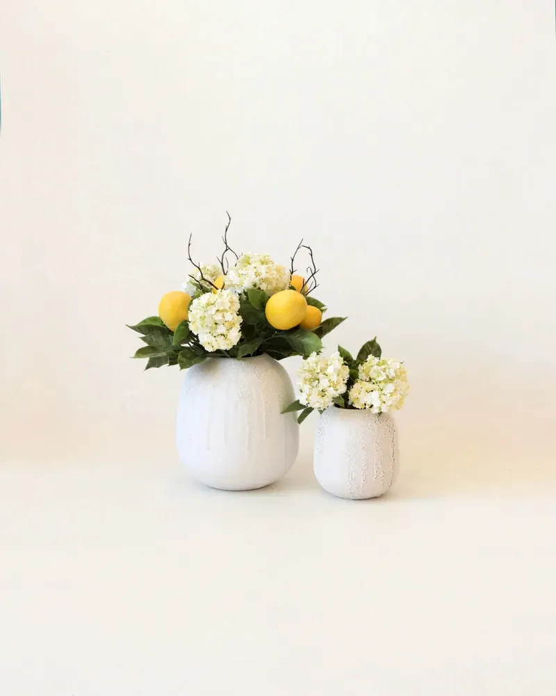 Vases - NAPOLI - Vase Faïence Blanc – M - Ø19 H22 cm - MASAME