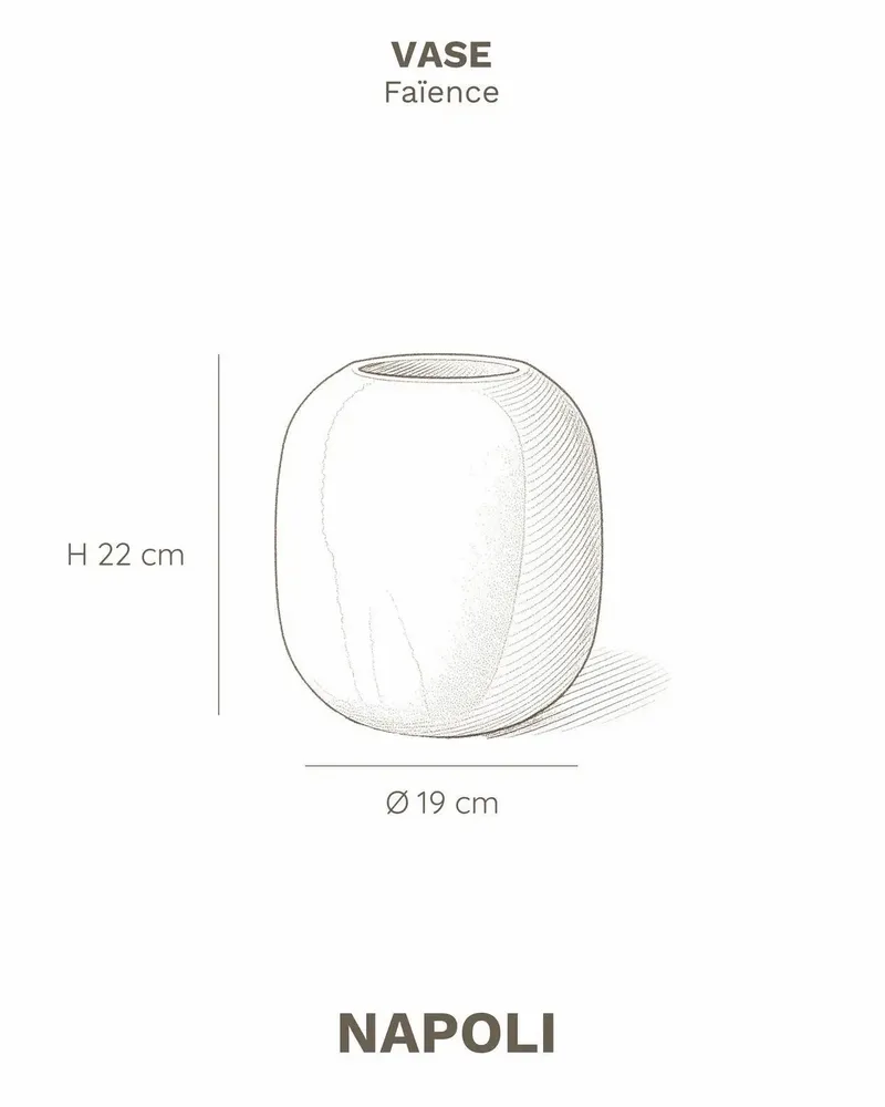 Vases - NAPOLI - Vase Faïence Blanc – M - Ø19 H22 cm - MASAME