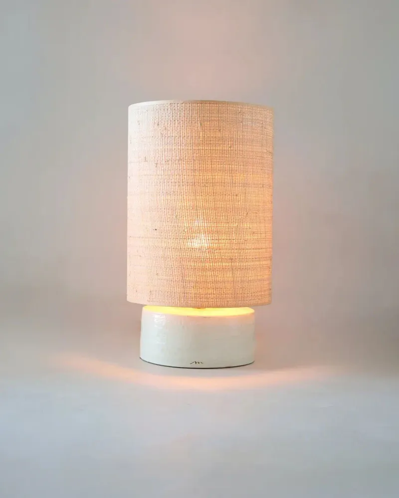 Table lamps - SORMIOU M - Ceramic table lamp Calcaire H54 cm – raffia shade - MASAME