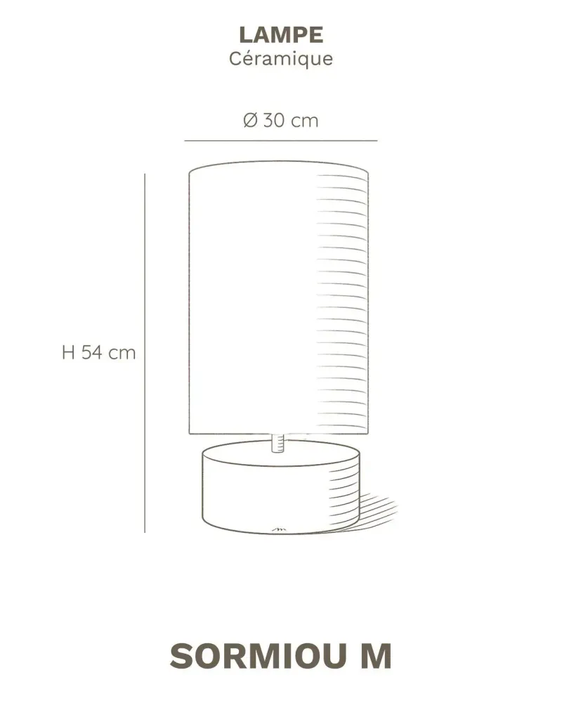Table lamps - SORMIOU M - Ceramic table lamp Calcaire H54 cm – raffia shade - MASAME
