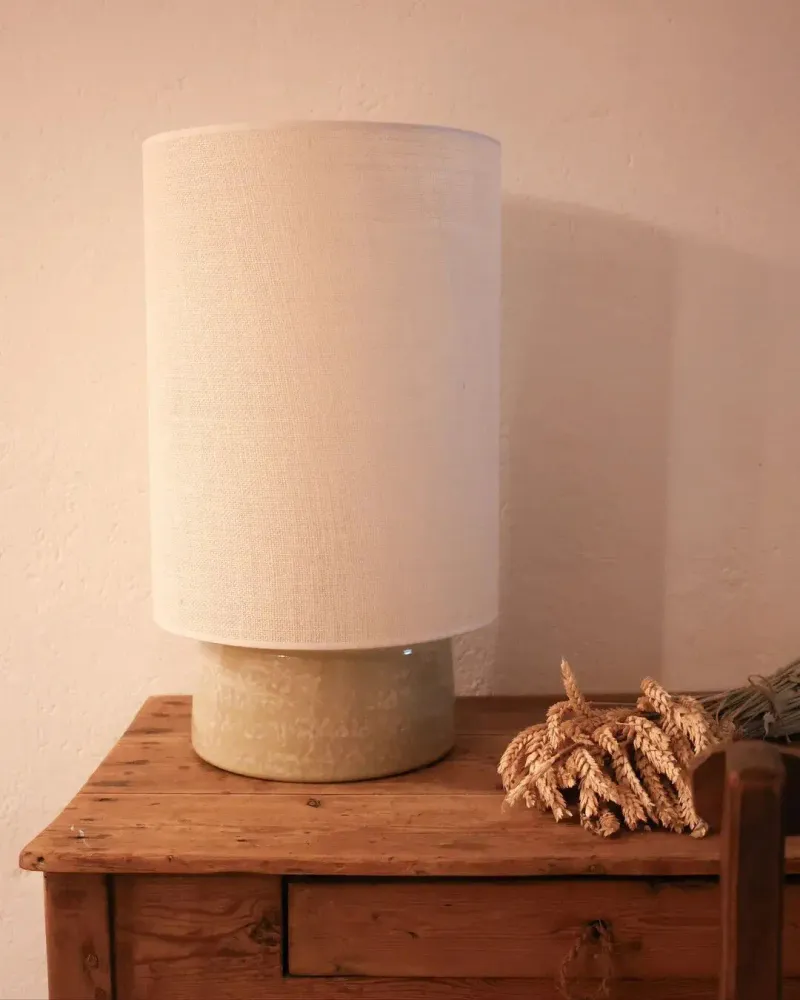 Lampes à poser - SORMIOU M - Lampe à poser céramique Lin H54 cm – abat-jour lin - MASAME