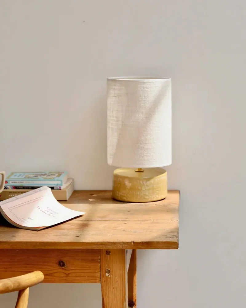 Table lamps - SORMIOU S - Ceramic table lamp Safran H38 cm – jute shade - MASAME