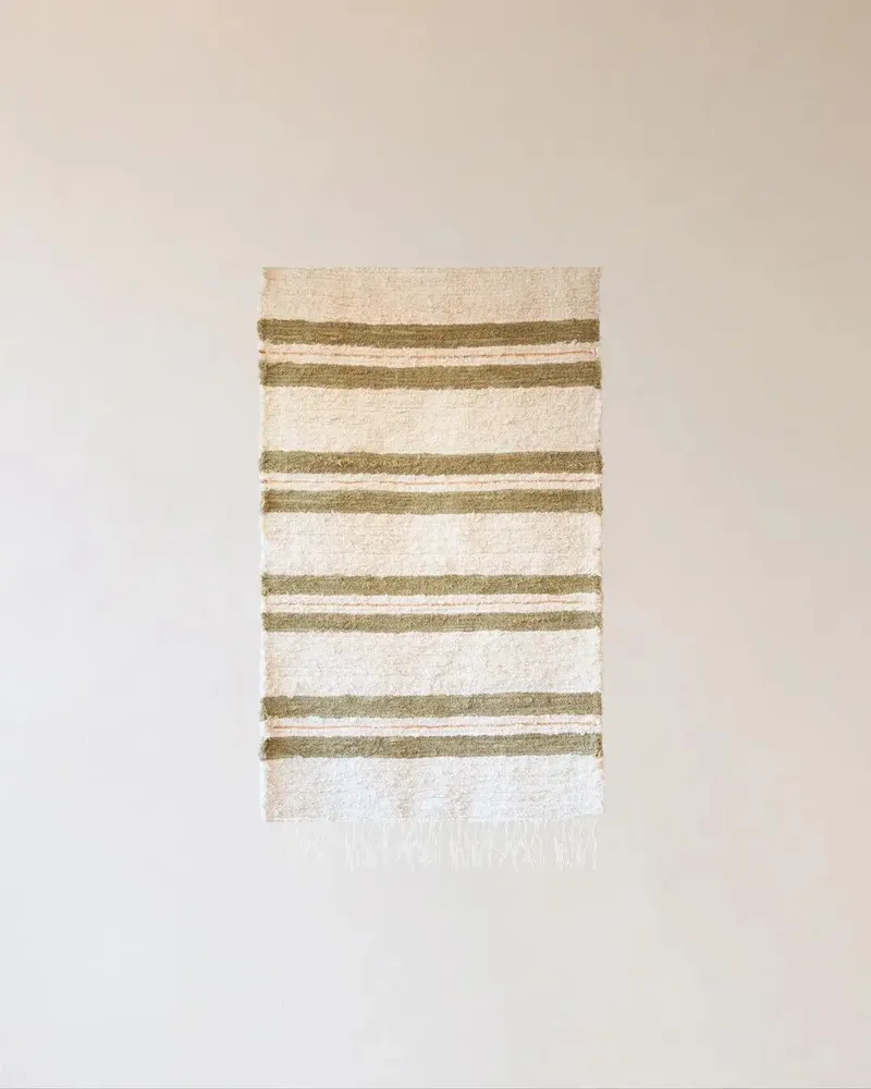 Rugs - TETOUAN - Striped 100% cotton rug Chanvre and Melon – 60×100 - MASAME