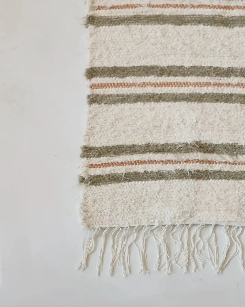 Rugs - TETOUAN - Striped 100% cotton rug Chanvre and Melon – 60×100 - MASAME