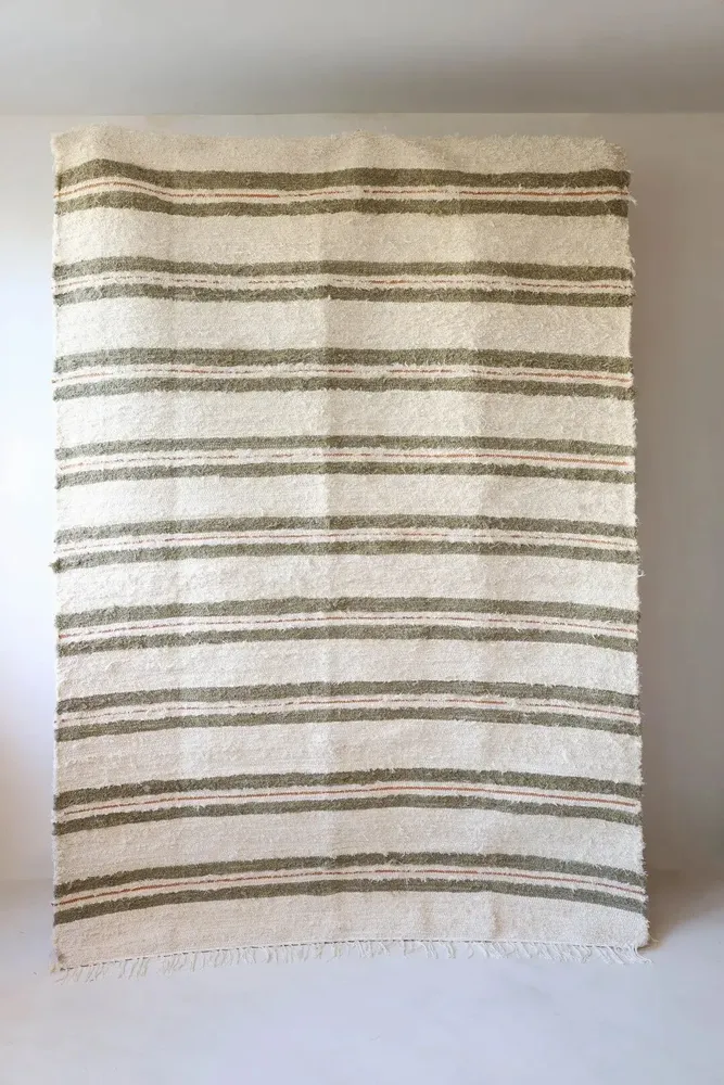 Tapis - TETOUAN - Tapis rayé 100% coton Chanvre et melon – 180×250 - MASAME
