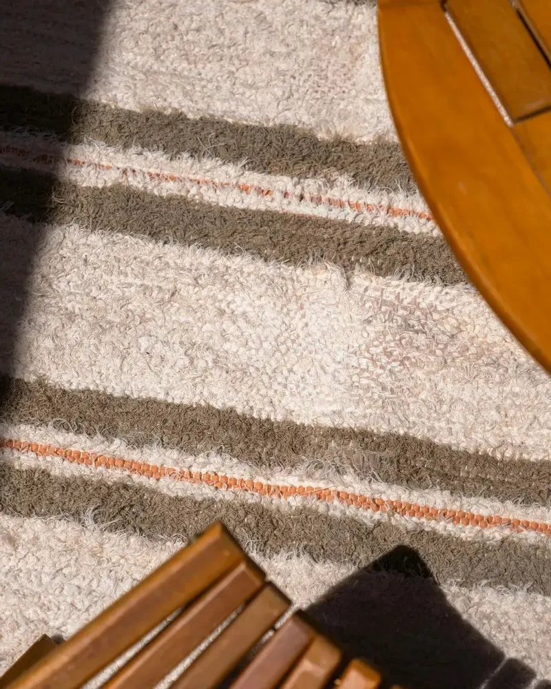 Tapis - TETOUAN - Tapis rayé 100% coton Chanvre et melon – 180×250 - MASAME