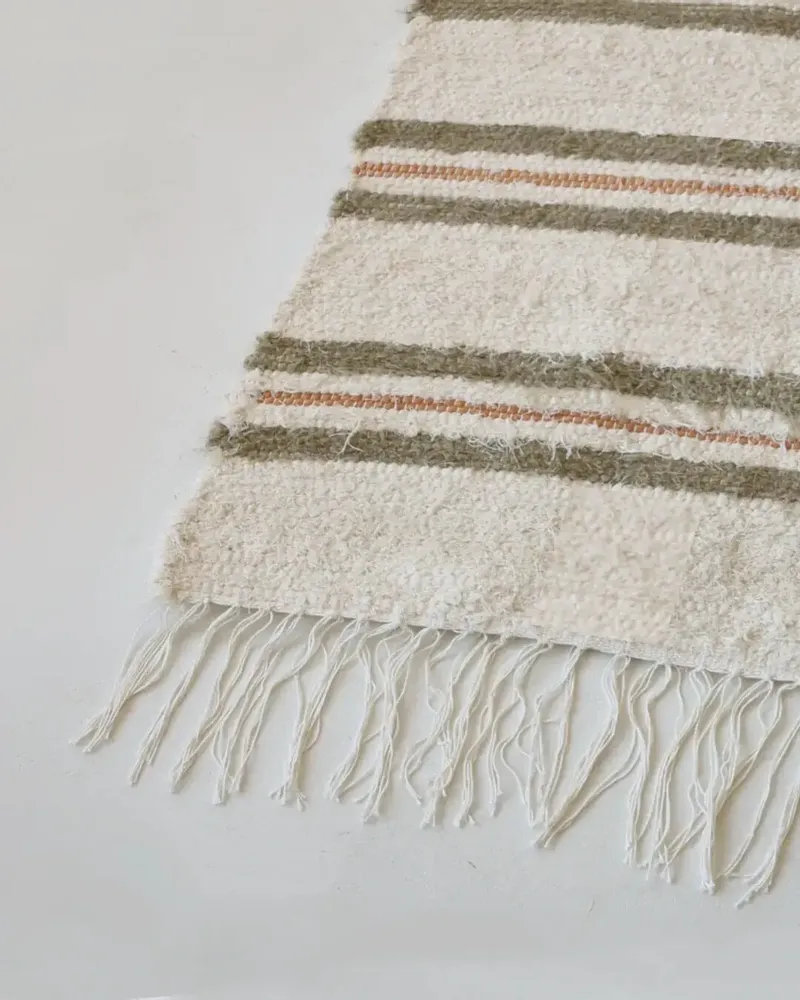 Tapis - TETOUAN - Tapis rayé 100% coton Chanvre et melon – 200×300 - MASAME
