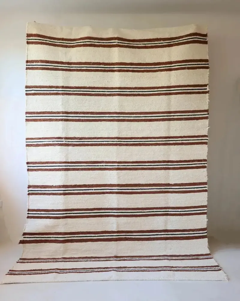 Tapis - TETOUAN - Tapis rayé 100% coton écru et noir Sienne – 180×250 - MASAME