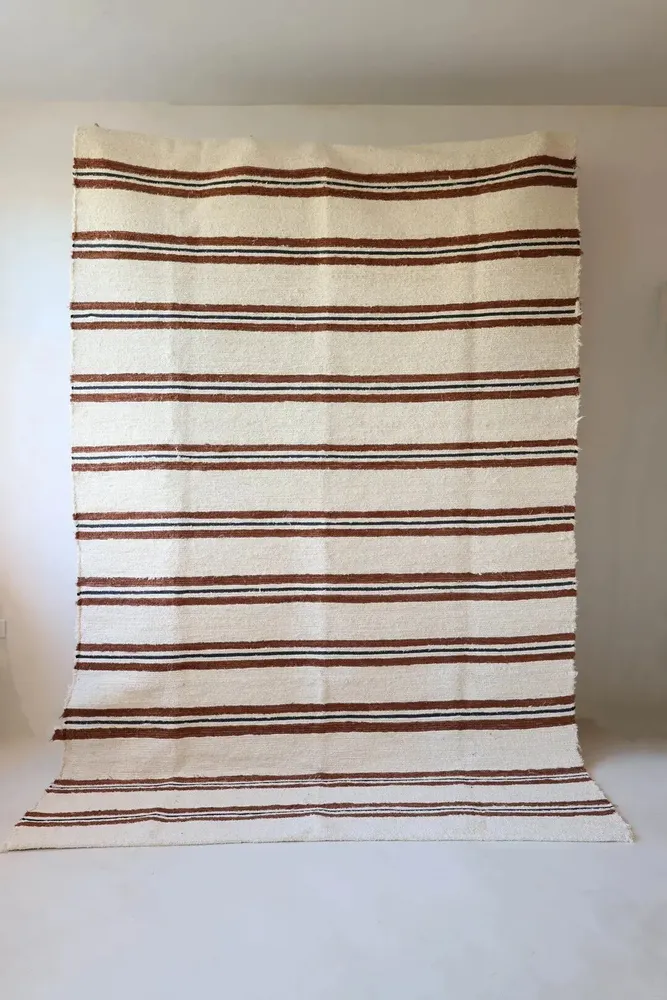 Tapis - TETOUAN - Tapis rayé 100% coton écru et noir Sienne – 180×250 - MASAME