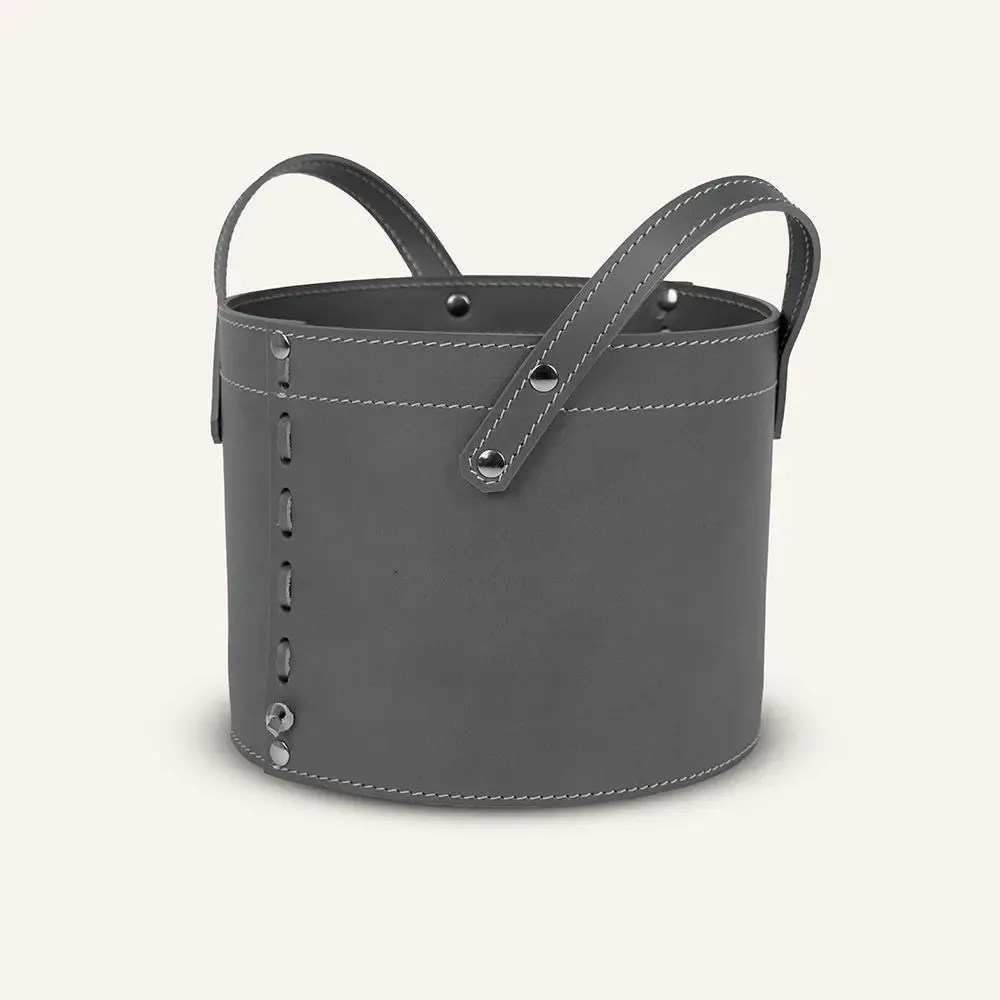 Boîtes de rangement  - Panier rangement rond cuir PORTHOS - LIMAC DESIGN