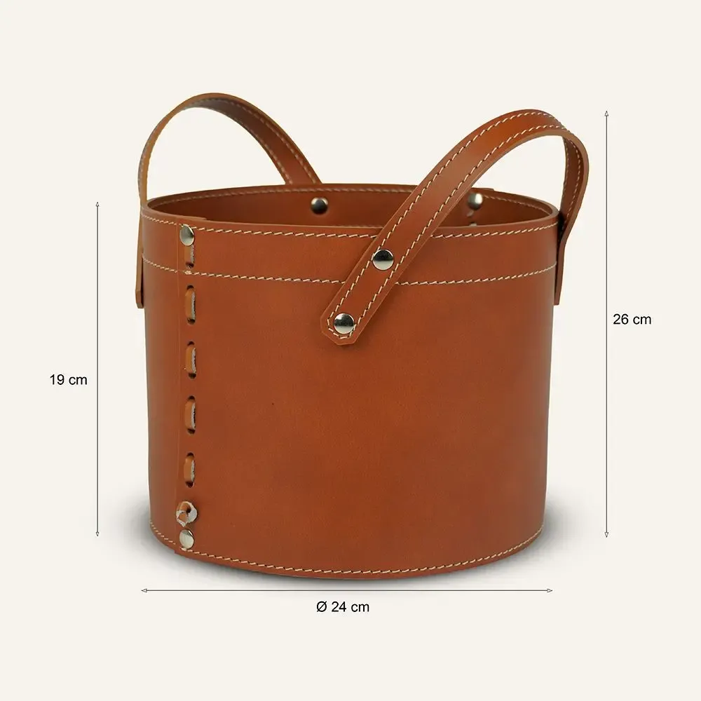Boîtes de rangement  - Panier rangement rond cuir PORTHOS - LIMAC DESIGN