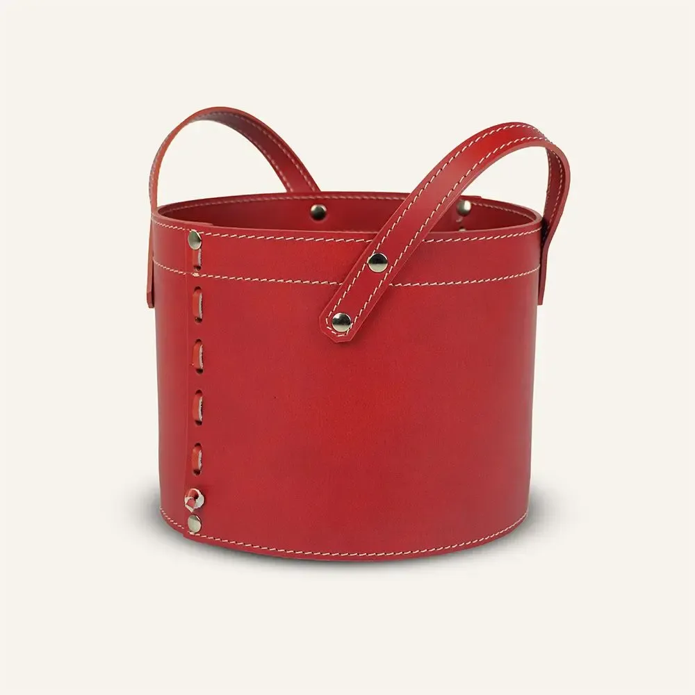 Boîtes de rangement  - Panier rangement rond cuir PORTHOS - LIMAC DESIGN