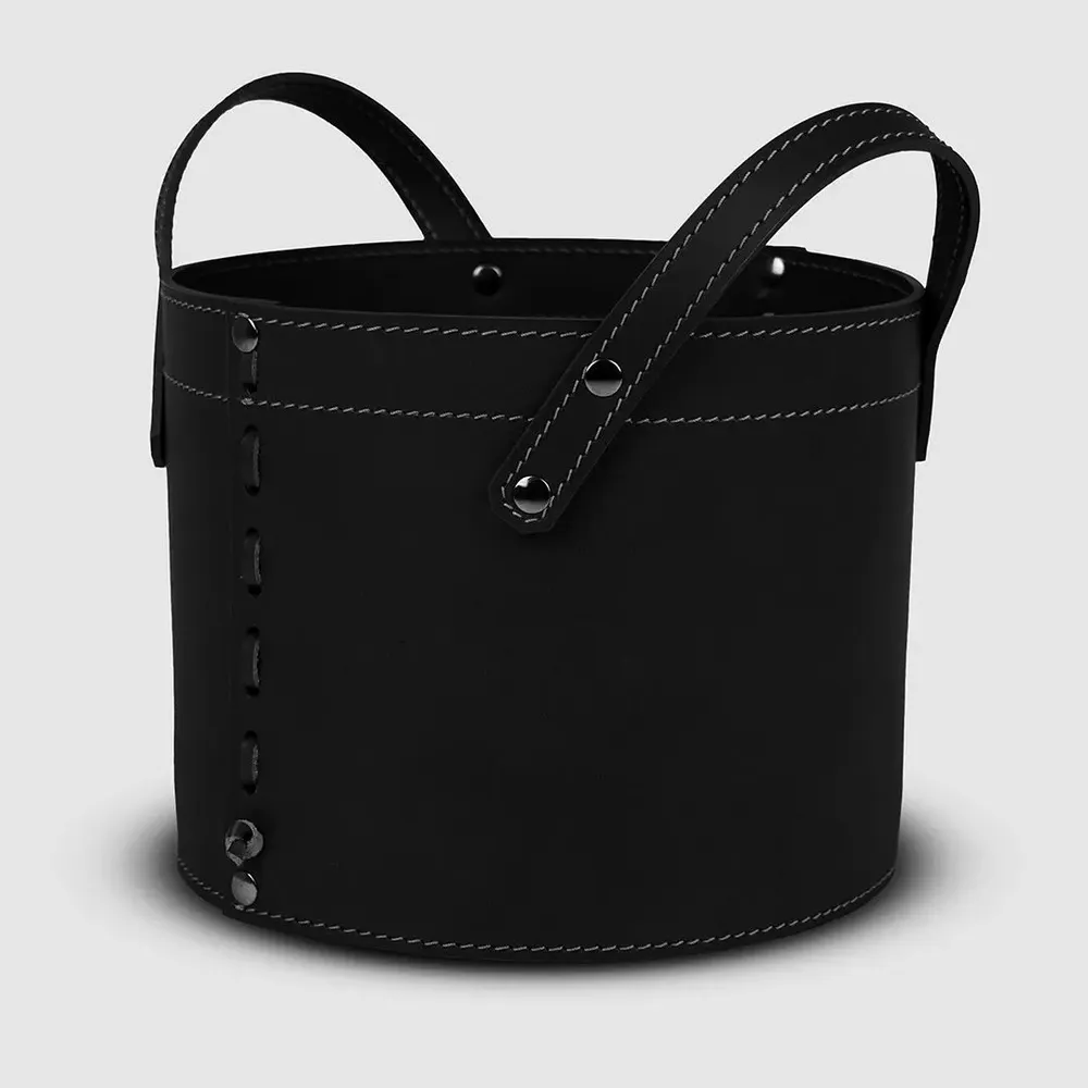 Boîtes de rangement  - Panier rangement rond cuir PORTHOS - LIMAC DESIGN