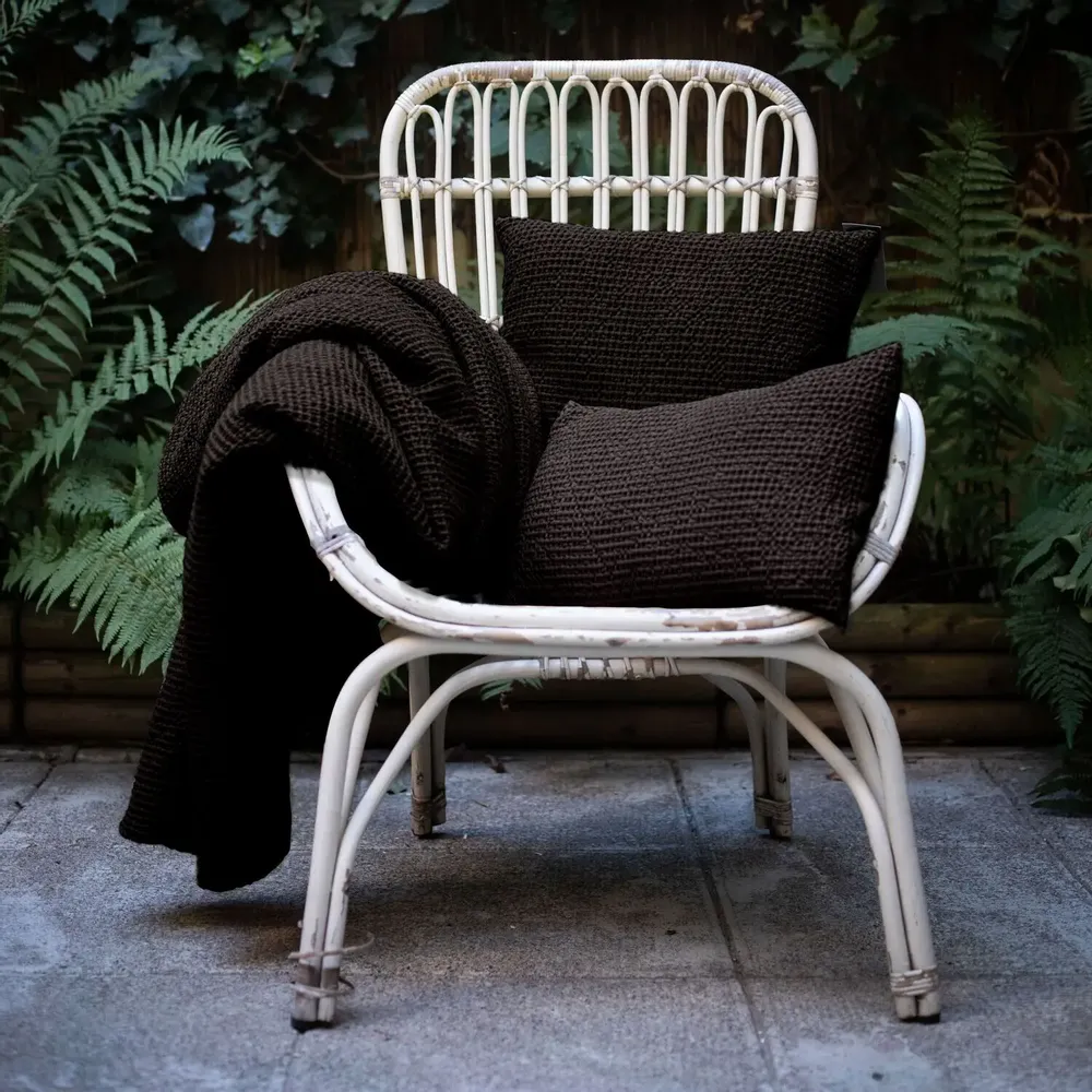 Linge de lit - Jeté de lit Maïa carbone 240 x 260 - MAISON VIVARAISE - SDE VIVARAISE WINKLER