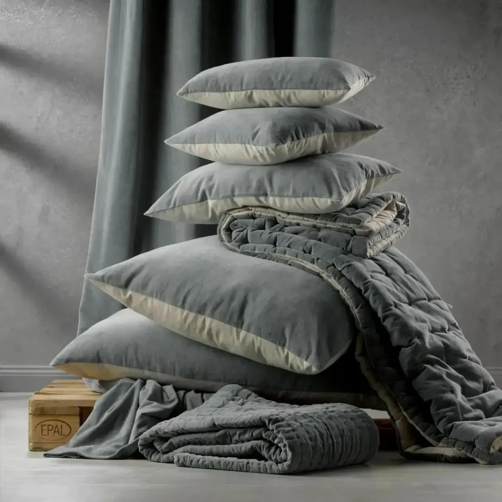 Cushions - Plain Cushion Elise Cobalt 30 X 50 - MAISON VIVARAISE - SDE VIVARAISE WINKLER