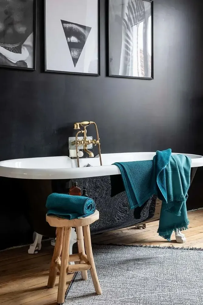 Autres linges de bain - Tapis de bain uni Etia Paon 54 x 64 - MAISON VIVARAISE - SDE VIVARAISE WINKLER