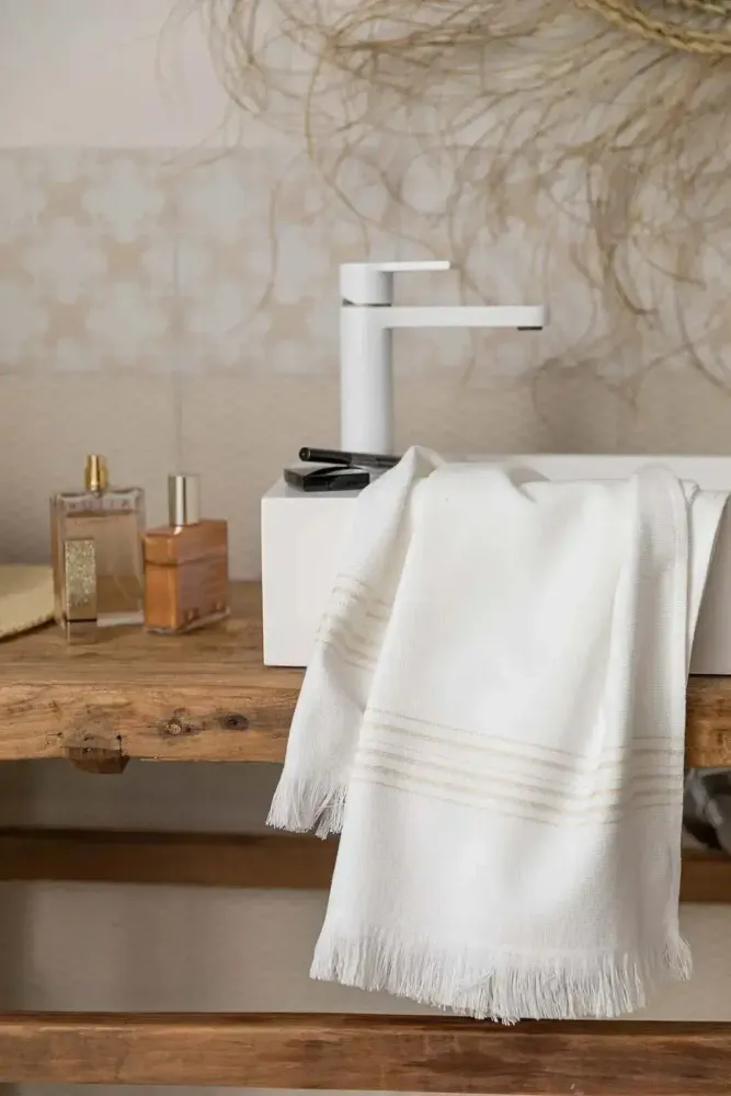 Linge de lit - Drap hammam Cancun Neige 90 x 180 - MAISON VIVARAISE - SDE VIVARAISE WINKLER
