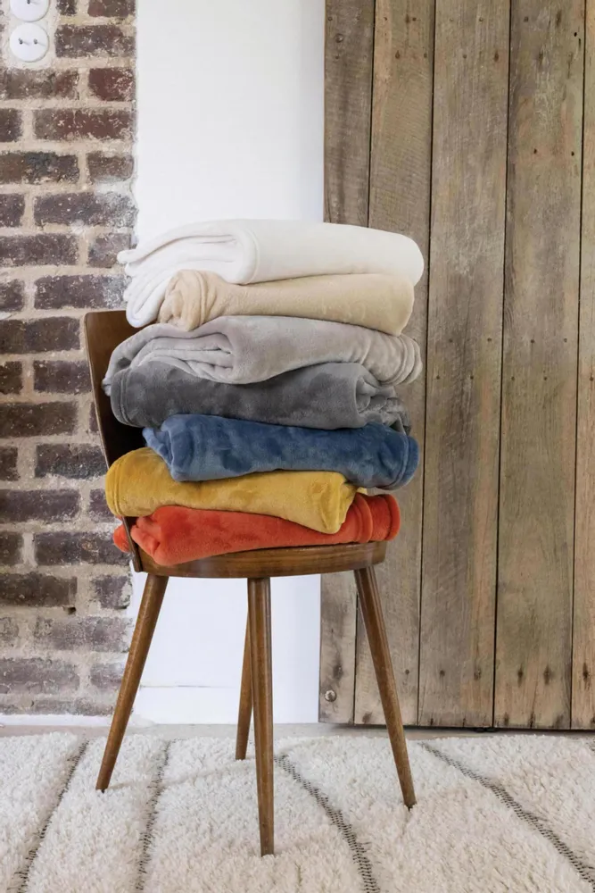 Throw blankets - Recycled Throw Theo Neige 130 X 160 - MAISON VIVARAISE - SDE VIVARAISE WINKLER