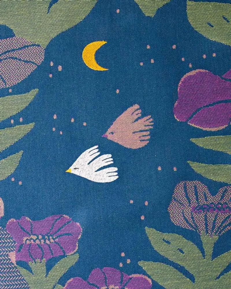 Dish towels - "Nocturne"embroidered tea towel - TISSAGE MOUTET