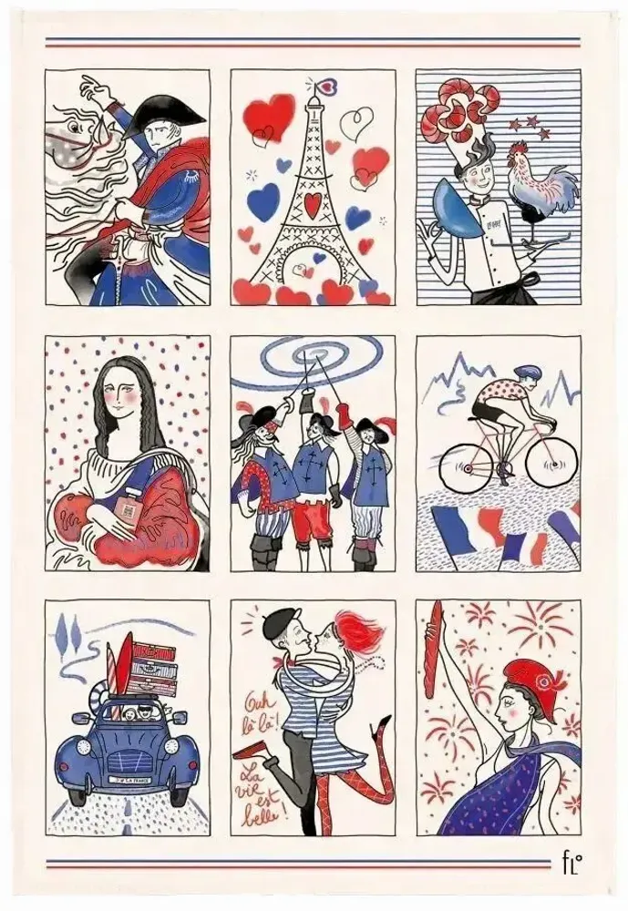 Dish towels - French Symbols Tea Towel Écru 48 X 72 - MAISON VIVARAISE - SDE VIVARAISE WINKLER