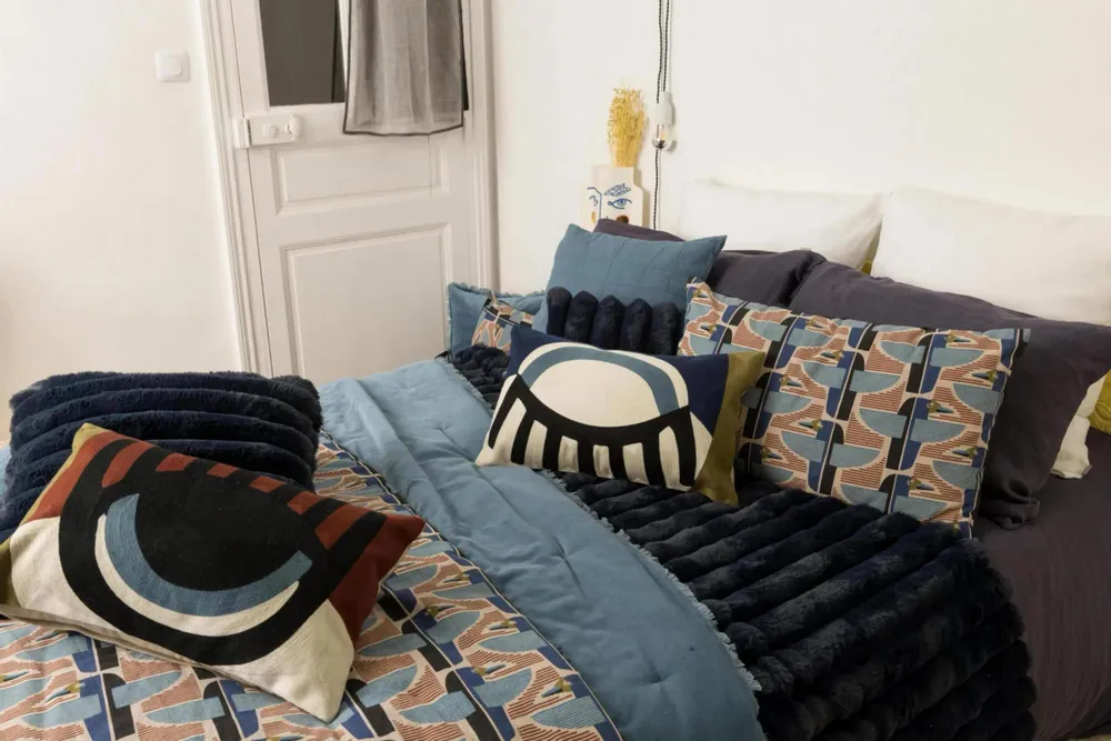 Plaids - Plaid Alice Marine 130 x 160 - MAISON VIVARAISE - SDE VIVARAISE WINKLER
