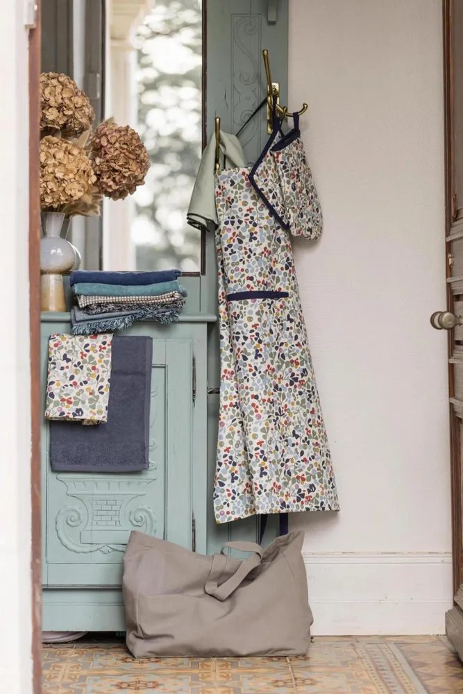Aprons - Recycled kitchen apron with pocket Greta Multico 72 X 85 - MAISON VIVARAISE - SDE VIVARAISE WINKLER