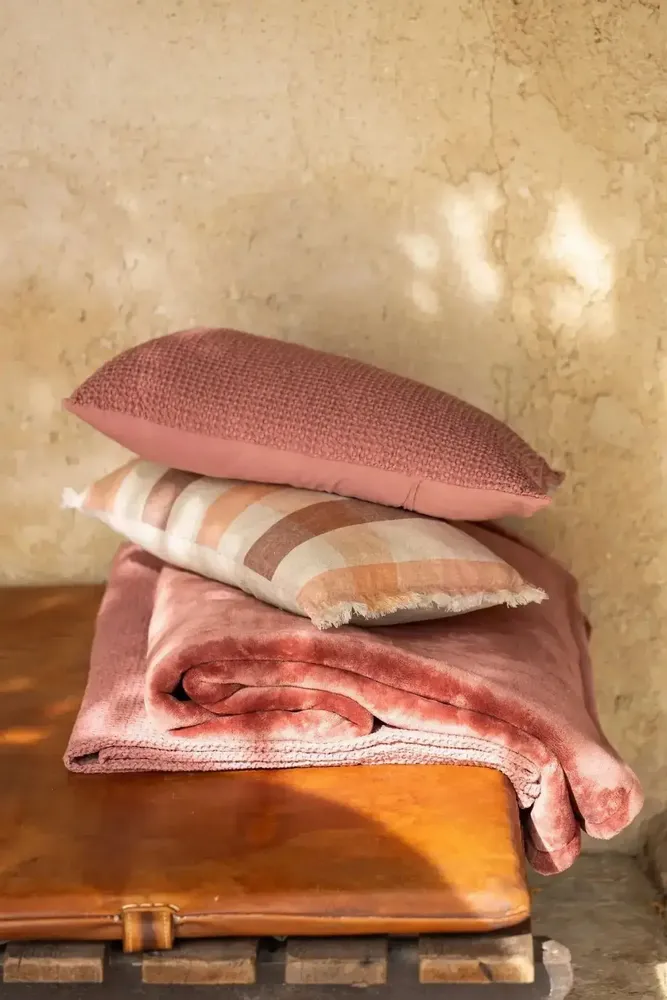 Throw blankets - Michka Throw Blanket Terracotta 130 X 160 - MAISON VIVARAISE - SDE VIVARAISE WINKLER