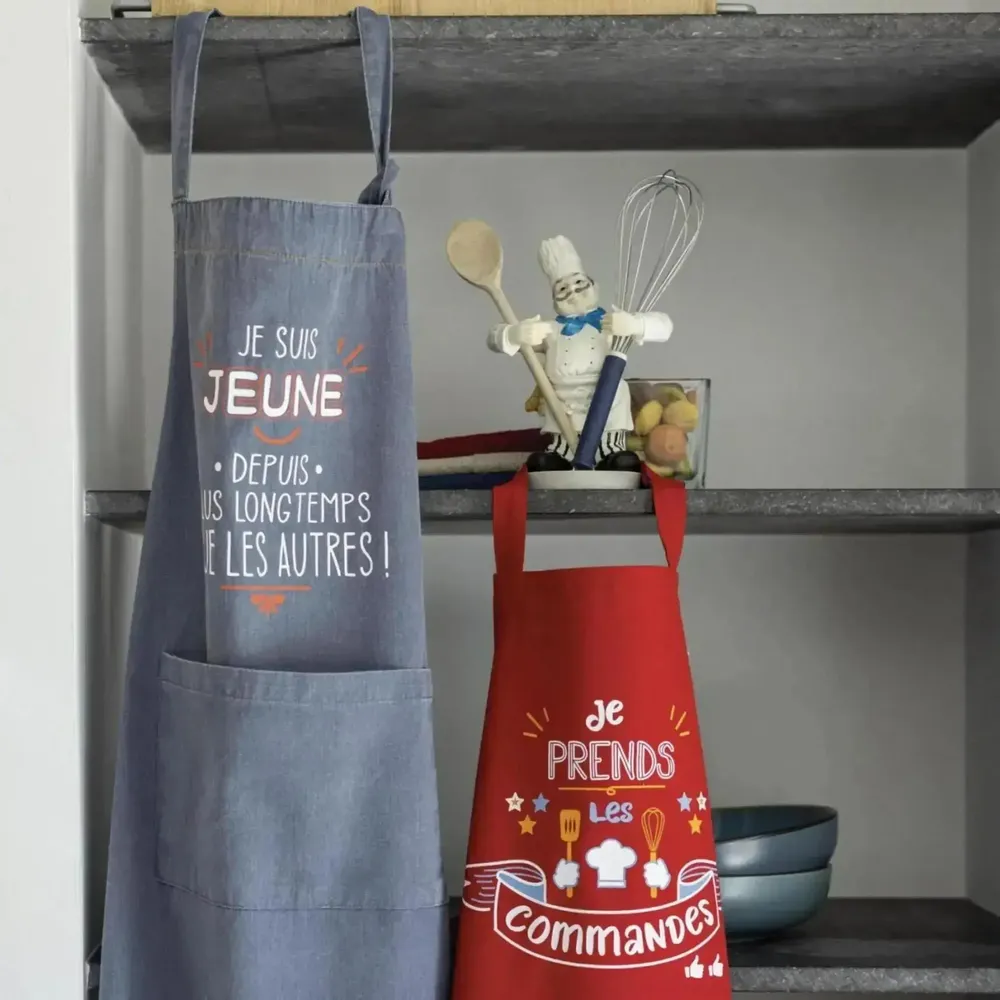 Aprons - Je suis jeune Kitchen Apron Jeans 72 X 90 - MAISON VIVARAISE - SDE VIVARAISE WINKLER