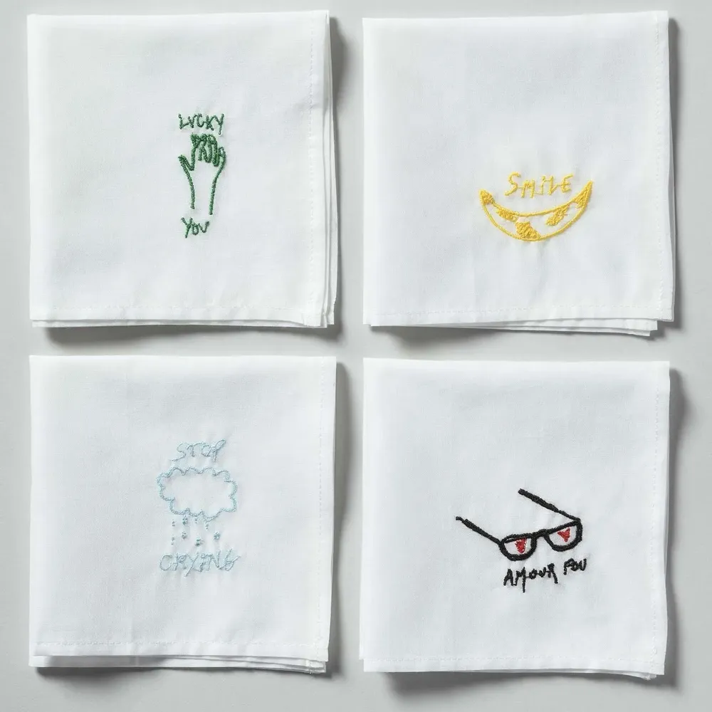 Pochettes - Mouchoir Hankie Smile Blanc 25 x 25 - LA CERISE SUR LE GATEAU