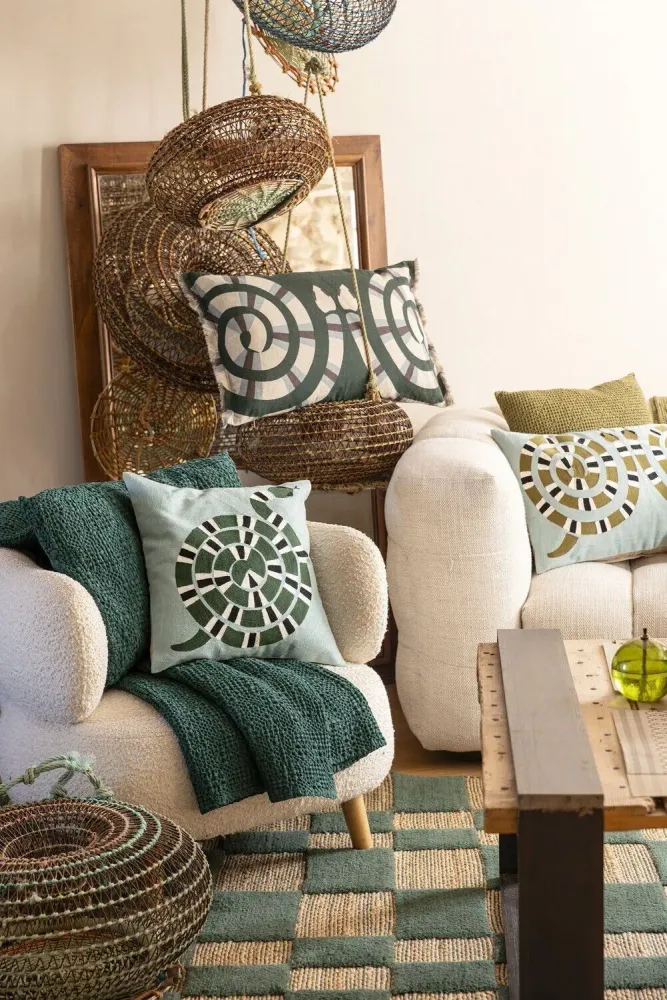 Cushions - Embroidered Cushion Yoka Ciel 45 X 45 - MAISON VIVARAISE - SDE VIVARAISE WINKLER