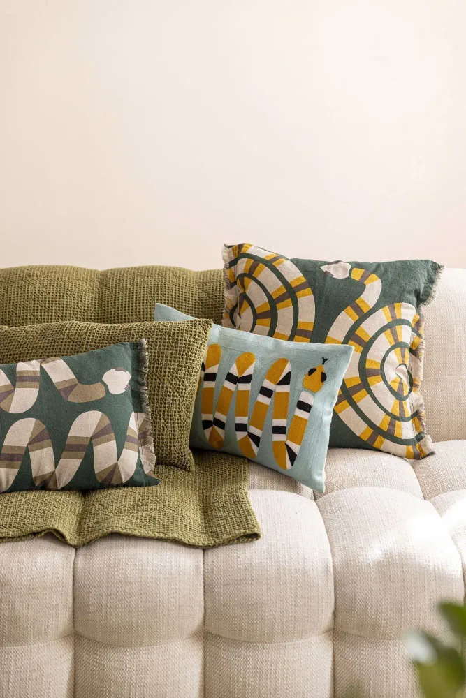 Cushions - Embroidered Cushion Yoka Ciel 30 X 50 - MAISON VIVARAISE - SDE VIVARAISE WINKLER