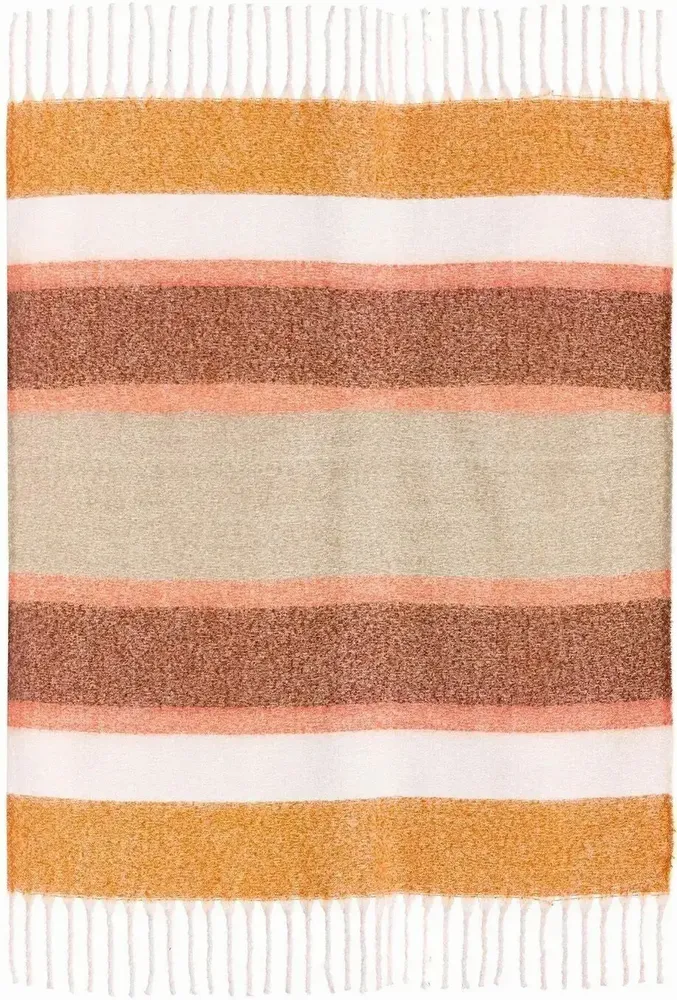 Plaids - Plaid rayé recyclé Isabel Cuivre 130 x 160 - MAISON VIVARAISE - SDE VIVARAISE WINKLER