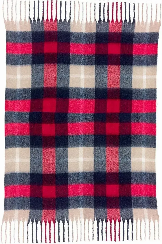 Plaids - Plaid tartan recyclé Isabel Marine 130 x 160 - MAISON VIVARAISE - SDE VIVARAISE WINKLER