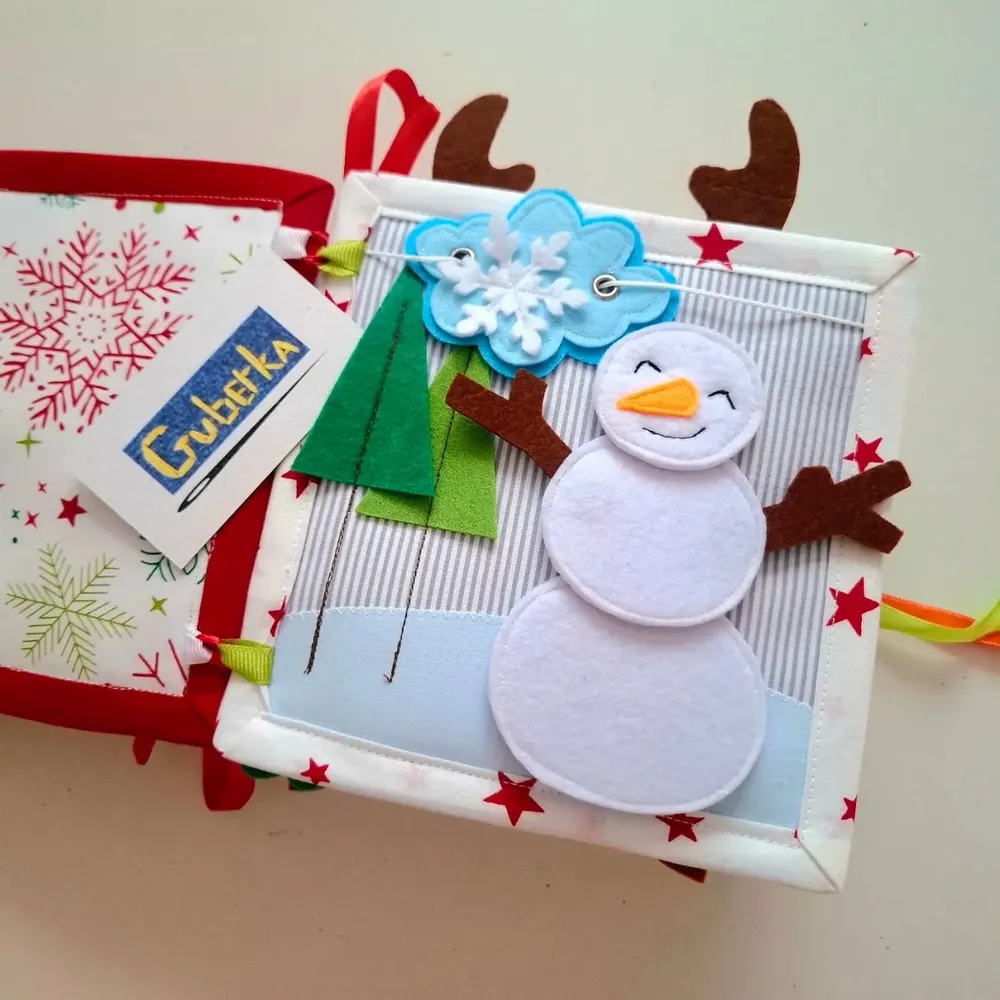 Soft toy - Christmas Interactive Textile Book | Handmade Quiet Book for Children - GUBERKA