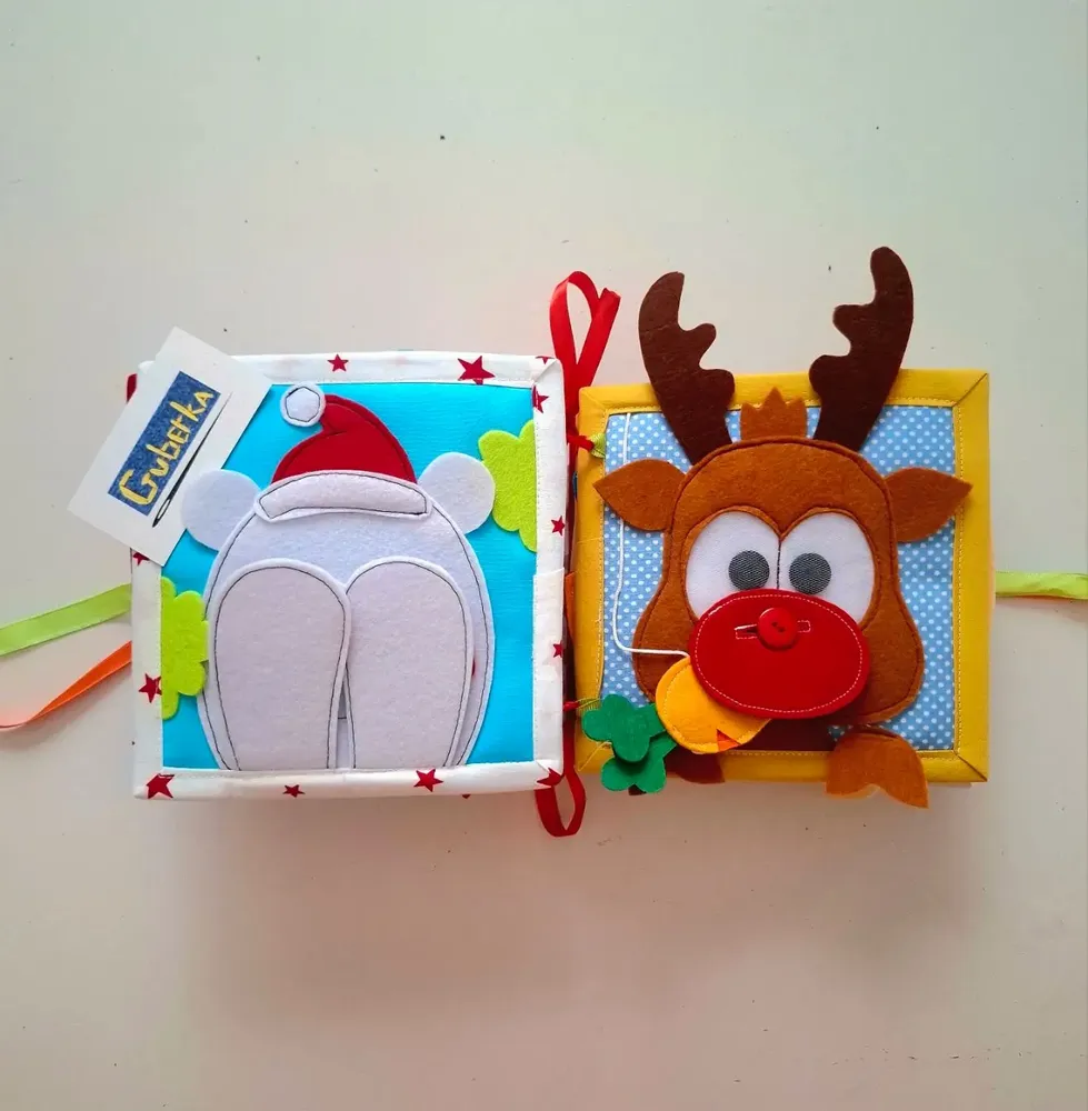 Soft toy - Christmas Interactive Textile Book | Handmade Quiet Book for Children - GUBERKA