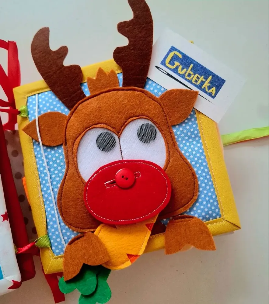 Soft toy - Christmas Interactive Textile Book | Handmade Quiet Book for Children - GUBERKA