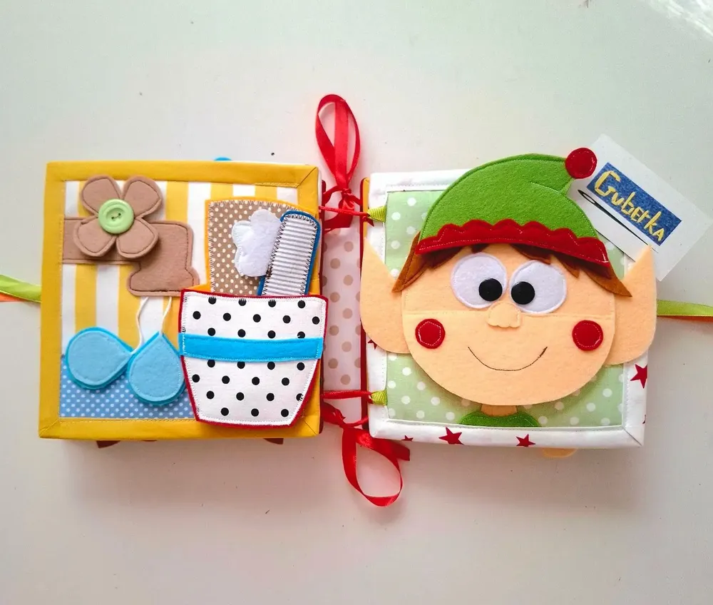 Soft toy - Christmas Interactive Textile Book | Handmade Quiet Book for Children - GUBERKA